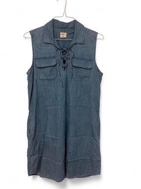 GAP Sleeveless Lace-Up Chambray Tunic Dress - Denim Blue